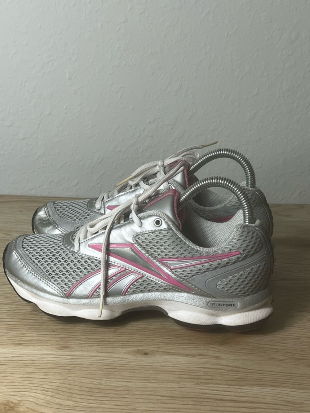Reebok Women's Silver and Pink Athletic Sneakers